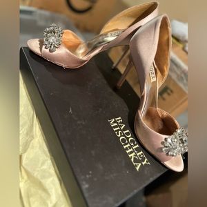 Badgley Mischka crystal peep toe heels